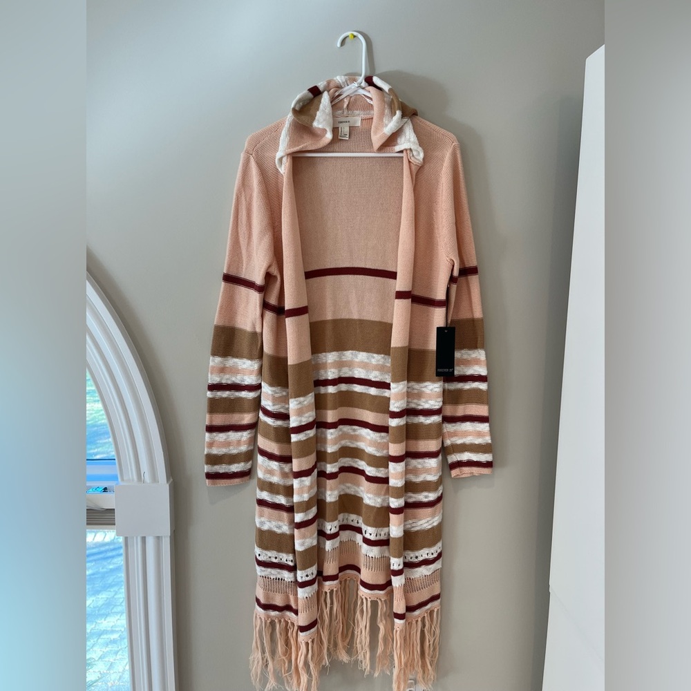 Forever 21 Pink and Brown Striped Cardigan